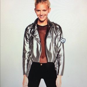 Metallic Silver Biker Jacket NWT